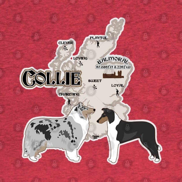 Collie Rough and Smooth Map of Scotland by PB&J Designs